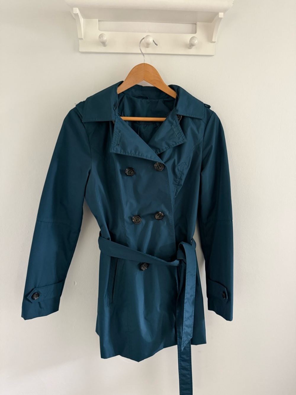 Liverpool Jeans Company Teal Double-Breasted Trench Coat
